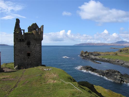 Gylen Castle on a hill by the sea on the island of Kererra